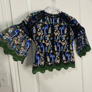 Topshop Floral Embroidered Women's Top